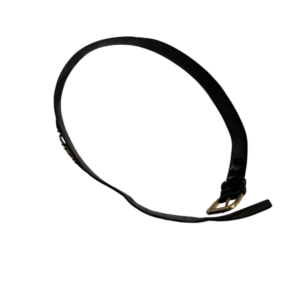 SALVATORE FERRAGAMO Black Leather Gold Gancini Women Belt Made in Italy 34